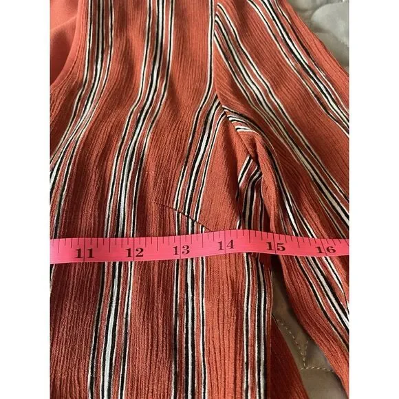 Showpo Mini Drop Waist Dress Sz 4 Autumn Colors Stripes V-neck - Picture 4 of 4